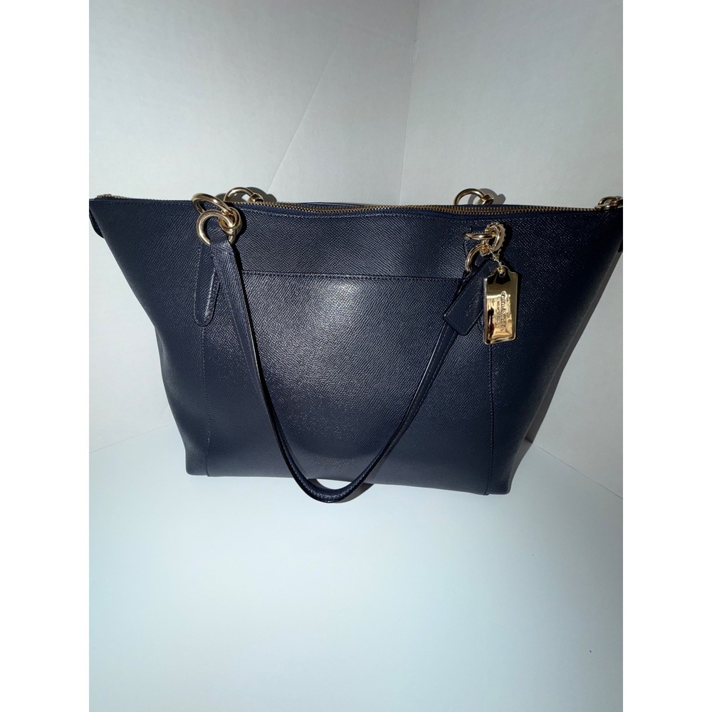 Coach Ava Chain Tote Midnight Navy Crossgrain Leather Shoulder Bag F57526 - Picture 6 of 16